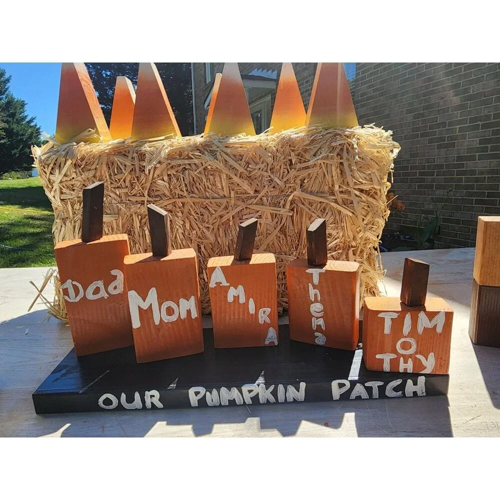 Personalized Handcrafted Wood Pumpkin Patch Family Decor Set